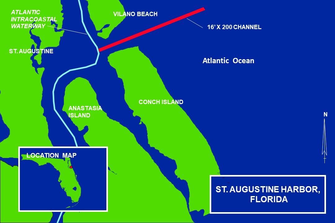 Map of St Augustine Harbor; click for full-sized map. 